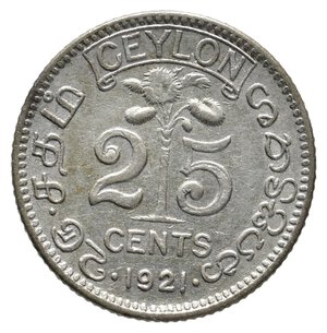 obverse: CEYLON - George V - 25 Cents argento  1921