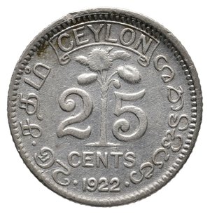 obverse: CEYLON - George V - 25 Cents argento  1922