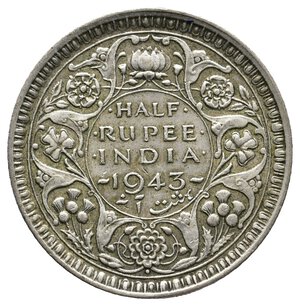 obverse: INDIA BRITANNICA  - George VI - Half Rupee argento 1943
