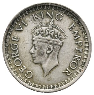 reverse: INDIA BRITANNICA  - George VI - Half Rupee argento 1943