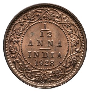 obverse: INDIA BRITANNICA  - George V - 1/12 Anna 1928 FDC Rosso
