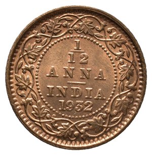 obverse: INDIA BRITANNICA  - George V - 1/12 Anna 1932 FDC Rosso
