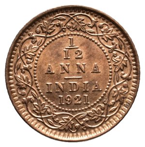 obverse: INDIA BRITANNICA  - George V - 1/12 Anna 1921 FDC Rosso