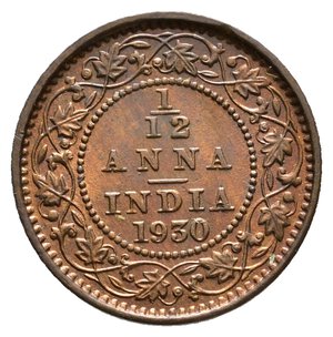 obverse: INDIA BRITANNICA  - George V - 1/12 Anna 1930 FDC Rosso