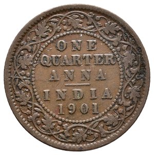 obverse: INDIA BRITANNICA  - Victoria queen - Quarter  Anna 1901