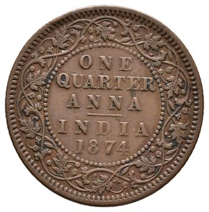 obverse: INDIA BRITANNICA  - Victoria queen - Quarter  Anna 1874