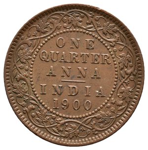 obverse: INDIA BRITANNICA  - Victoria queen - Quarter  Anna 1900