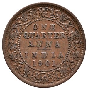 obverse: INDIA BRITANNICA  - Victoria queen - Quarter  Anna 1901