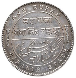 obverse: INDIA BRITANNICA  - BIKANIR STATE  - Victoria queen - 1 Rupee argento 1892