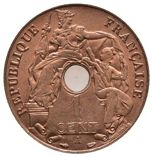 reverse: INDOCINA FRANCESE - 1 Centime 1938 FDC ROSSO