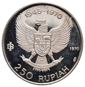 reverse: INDONESIA - 250 Rupiah argento 1970 RARA - Tracce Pulizia