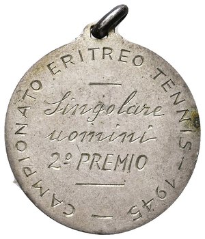 obverse: Medaglia argento Campionato di tennis Eritrea 1945 - diam.32 mm