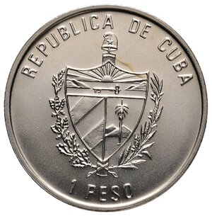 reverse: CUBA - 1 Peso 1994 - Fauna del Caribe - Colorata