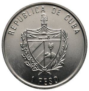 reverse: CUBA - 1 Peso 1994 - Fauna del Caribe - Colorata