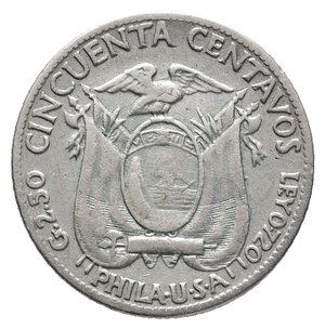 obverse: ECUADOR - 50 Centavos argento 1928