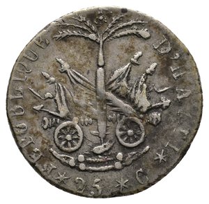 obverse: HAITI - 25 Centimes AN 14 1817 argento  RARA