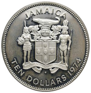 reverse: JAMAICA - 10 Dollars argento 1974