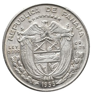 reverse: PANAMA - 1/4 De Balboa argento 1953