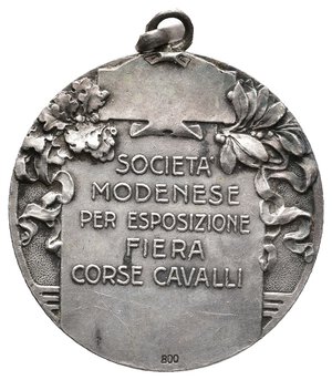 reverse: Medaglia Societa  Modenese per Esposizione Fiera Corse Cavalli - argento  diam.35 mm