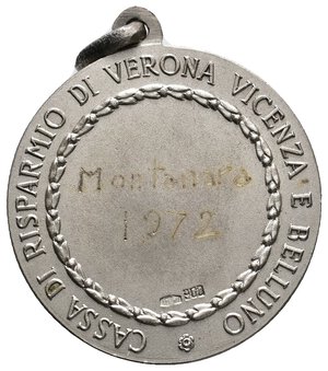 reverse: Medaglia Cassa di Risparmio Verona Vicenza e Belluno , argento - diam.30,5 mm