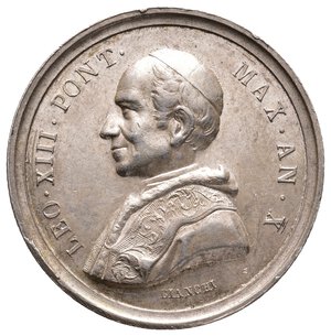 reverse: Medaglia  Devozionale Leone XIII argento - 1888  Diam.30 mm