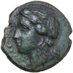 obverse: Syracuse.  Hiketas II (287-278 BC).. AE Hemilitron