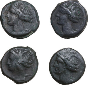 obverse: Lot of four (4) AE coins, 300-264 BC