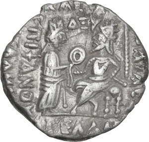 reverse: Kings of Parthia.  Vologases IV (147-191).. AR Tetradrachm, Seleukeia on the Tigris mint, dated SE 464 (152 AD)