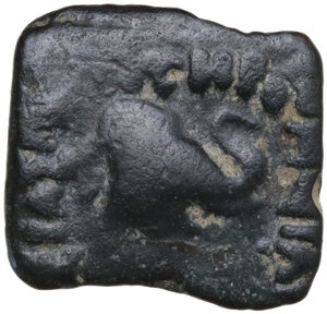 obverse: Baktria, Indo-Greek Kingdoms.  Menander I Soter (155-130 BC). . AE Light (Half?) Chalkos