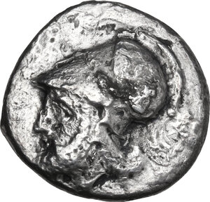 obverse: Anonymous. Fourrée (?) Didrachm, Neapolis mint, c. 310-300 BC