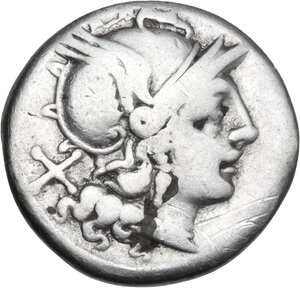 obverse: Crescent first series. AR Denarius, uncertain South Italian mint, 207 BC