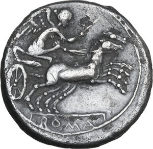reverse: Anonymous. Fourrée Denarius, 157-156 BC
