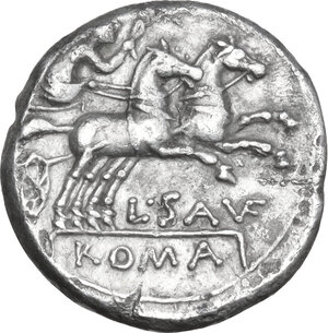 reverse: L. Saufeius. AR Denarius, 152 BC