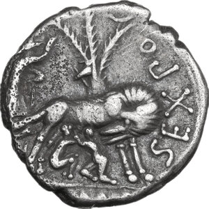 reverse: Sex. Pompeius Fostlus. AR Denarius, 137 BC