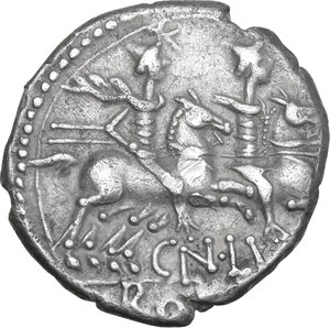 reverse: Cn. Lucretius Trio. AR Denarius, 136 BC