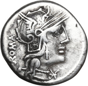 obverse: M. Caecilius Q.f. Q.n. Metellus. AR Denarius, 127 BC