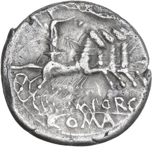 reverse: M. Porcius Laeca. AR Denarius, 125 BC