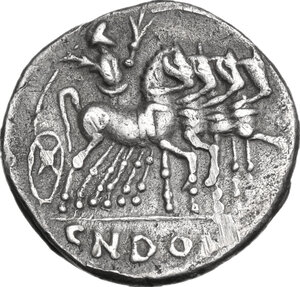 reverse: Cn. Domitius Ahenobarbus. AR Denarius, 116 or 115 BC