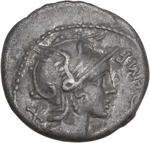obverse: M. Cipius M.f.. AR Denarius, 115 or 114 BC