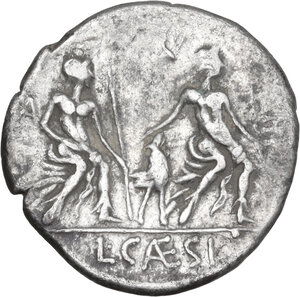 reverse: Lucius Caesius. Fourrée Denarius, 112 or 111 BC