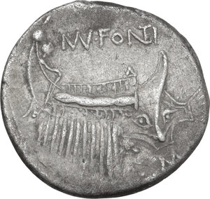 reverse: Mn. Fonteius. AR Denarius, 108-107 BC