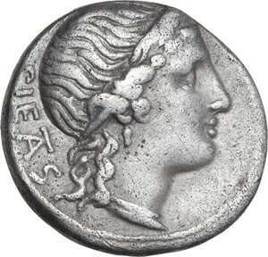 obverse: M. Herennius. AR Denarius, 108 or 107 BC