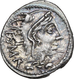 obverse: L. Thorius Balbus. AR Denarius, 105 BC