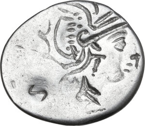 reverse: L. Appuleius Saturninus. . AR Brockage Denarius, 104 BC