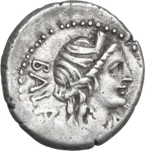 obverse: C. Allius Bala. AR Denarius, 92 BC