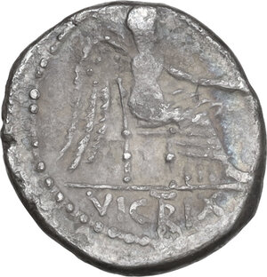 reverse: M. Cato. AR Quinarius, 89 BC