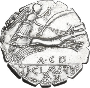 reverse: Ti. Claudius Nero. AR Denarius serratus, 79 BC
