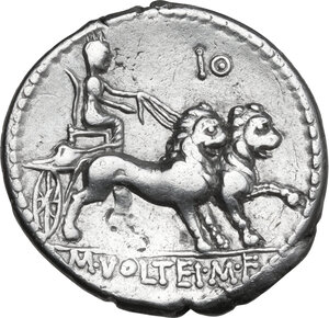 reverse: M. Volteius. AR Denarius, Rome mint, 78 BC