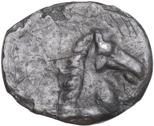 reverse: Southern Apulia, Tarentum. AR Tetartemorion, 325-280 BC