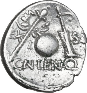 reverse: Cn. Lentulus.. AR Denarius, 76-75 BC